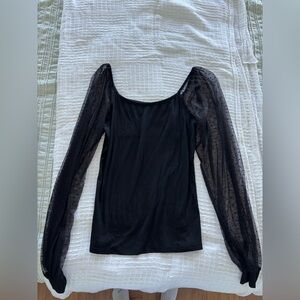 Elegant Black Sheer Sleeve Top